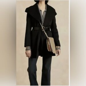 Banana Republic Black Belted Wool Coat